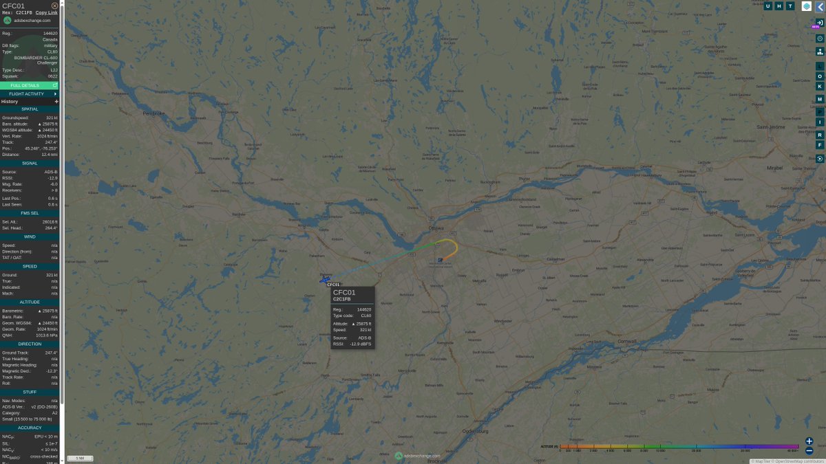 steffanwatkins's tweet image. 🇨🇦 Prime Minister Mark Carney is flying out of Ottawa #CYOW this morning on #RCAF CC-144D Challenger 144620 #C2C1FB as #CFC01 heading to Brampton, Ontario.