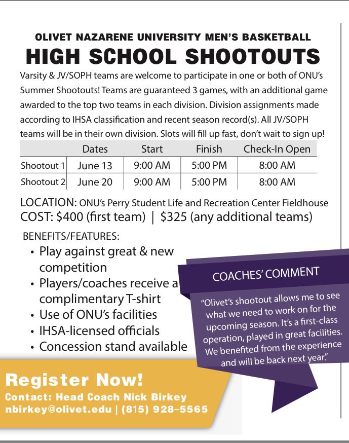 ONUHoops's tweet photo. 🚨2026 HS SUMMER SHOOTOUTS🚨 
Less than 7️⃣0️⃣ days away! RESERVE your spot(s) today! Dates: June 13 &amp; 20; guaranteed 3 games/possible 4th; Check out our flyer ⬇️⬇️. Contact coach Birkey to sign-up/questions! #TiGERTOUGH @ONUAthletics @olivetnazarene @IHSA_IL https://t.co/CNLmodoTLH
