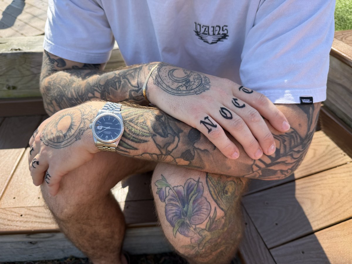 Sitting at the park with my kids and my husband is just out there looking like this?? 🥵 Esp with the brand new finger tats. I’m done for.