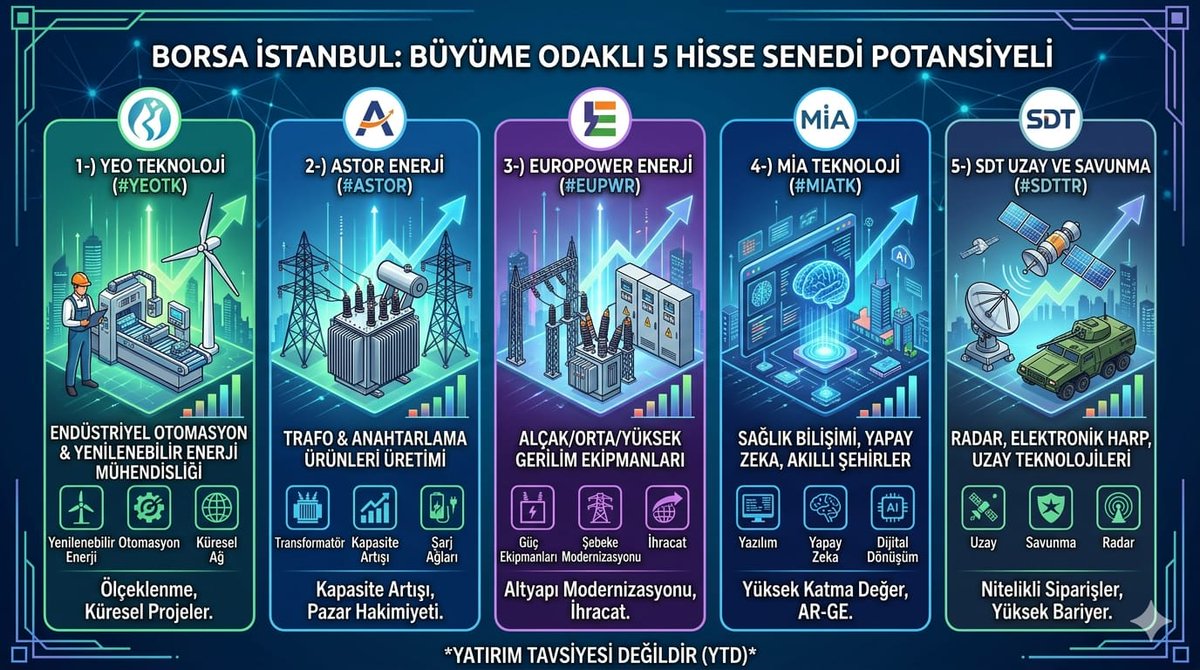 atakan_gorguluu's tweet image. Büyüme odaklı 5 hisse senedi ve arkalarındaki temel dinamikler

​1-) Yeo Teknoloji (#Yeotk)
Endüstriyel otomasyon ve yenilenebilir enerji alanlarında anahtar teslim projeler üretir. Sadece yurt içindeki enerji dönüşümünde değil, Avrupa ve Afrika'ya uzanan küresel iş ağına sahip.