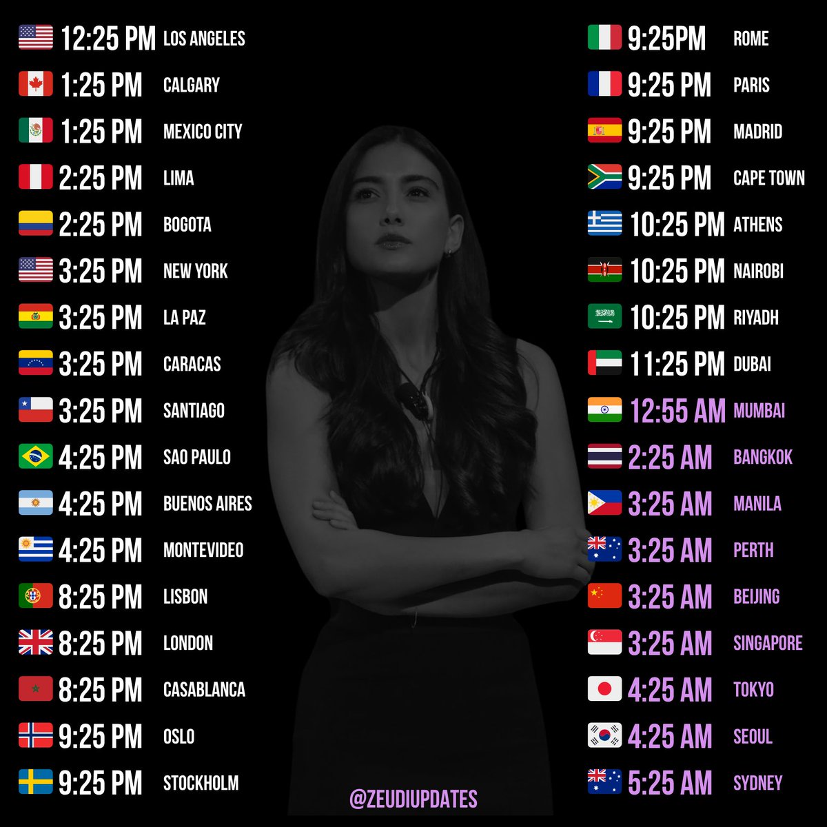 📺 | Zeudi will be a guest on the show Belve tonight at 9:25PM (Italy time).

The show will be broadcast on the channel Rai 2, and will be available on demand on RaiPlay and Disney+. 

Find your local start time below 👇

#ZeudiDiPalma #ZeudiXBelve