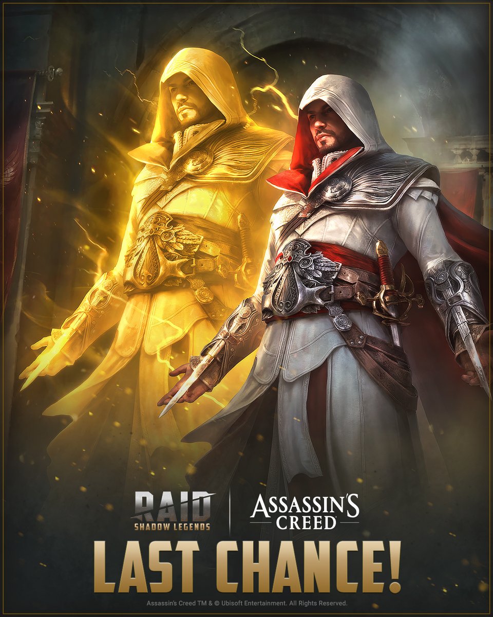 RaidRPG's tweet image. The Ezio Chase cutout date is almost here - hurry up and join the Event if you haven’t done so already. Log in to RAID at least once before April 8 to begin the Chase, then log in on 6 more days to recruit Ezio. 

And don’t forget about Phase 2 either if you want more goodies!