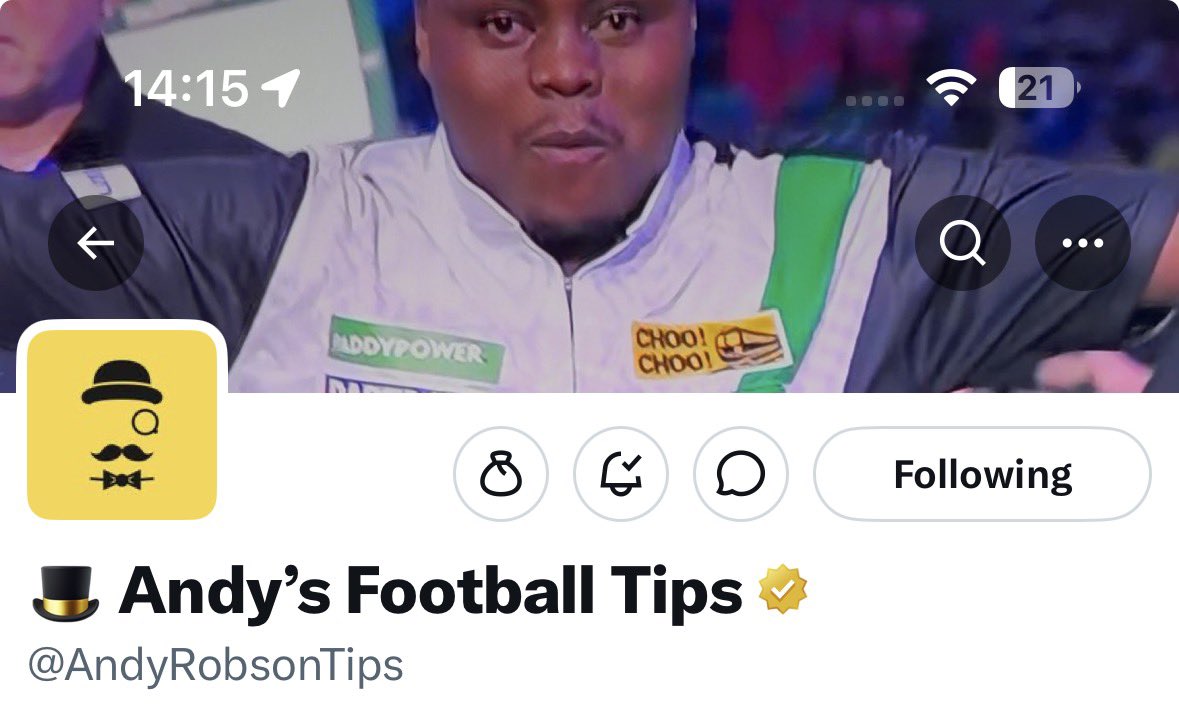 HeyItzzMatt's tweet photo. @AndyRobsonTips 🎩 https://t.co/Yj3S0jmC4p