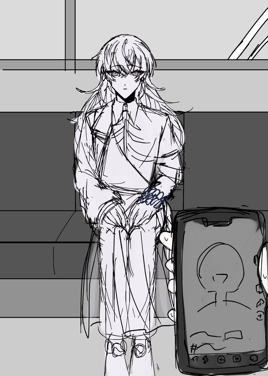 ⚠捏造 ⚠ﾓﾌﾞの手
スマホ見ない🐙さん、電車でもし一人で座ってた場合どうするんだろう...のきもちで描いたやつ。※後ろの窓をみてます