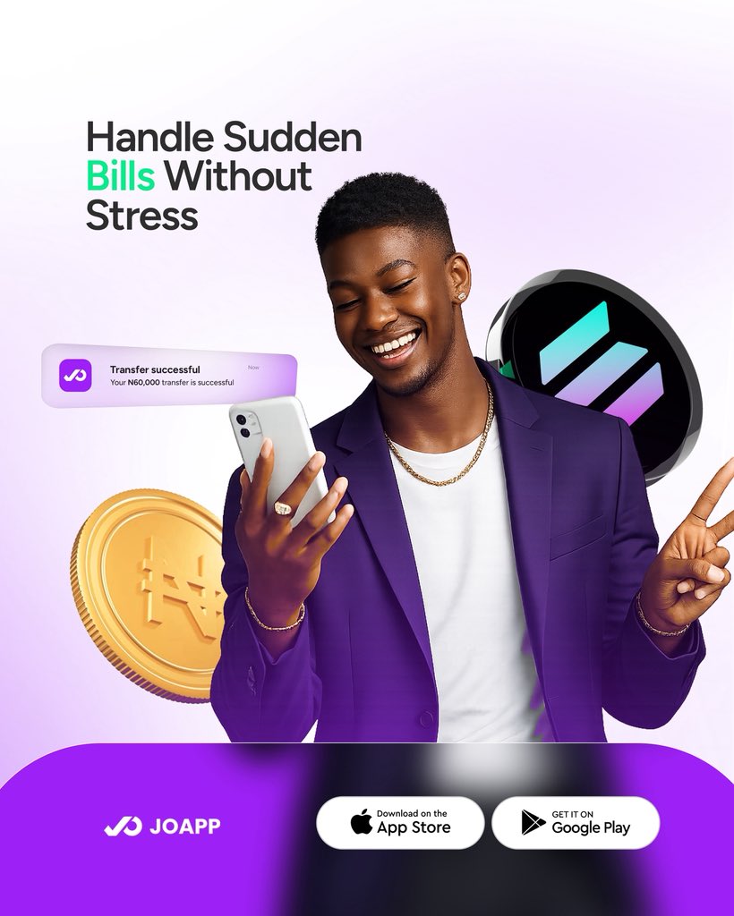 official_joapp's tweet image. No more stress over sudden bills!😌🙅🏽‍♀️
 With JoApp, everything is handled in one place — fast, easy, and stress-free.😎

Just install, sign up, and stay in control anytime.

Download JoApp today 🚀

#joapp  #allinoneapp  #fintechapp