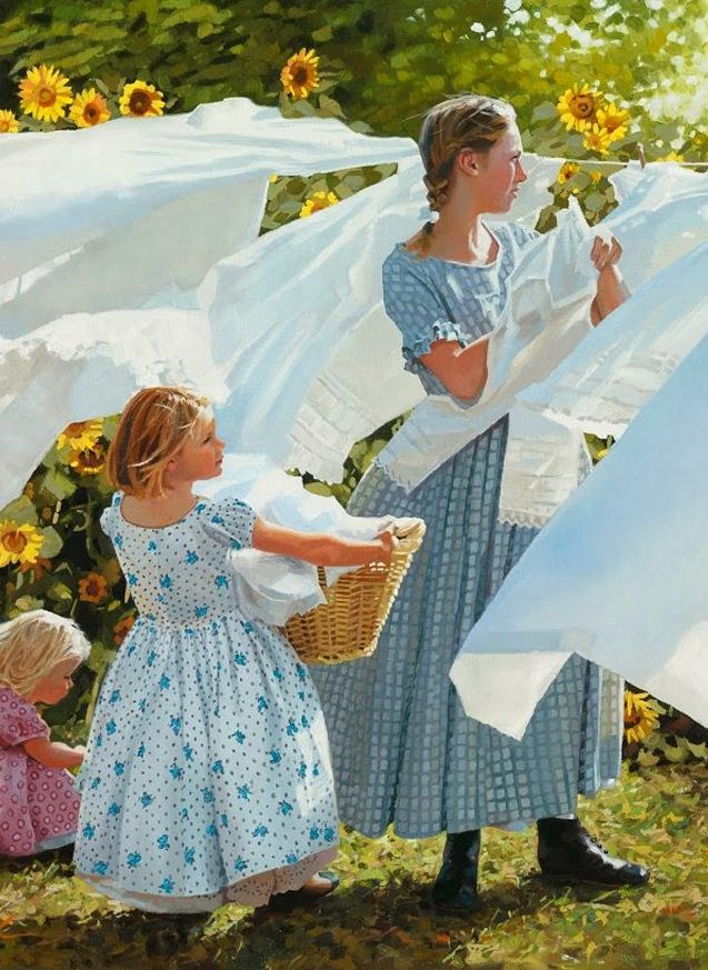 JimBeattie18's tweet image. Remember when every backyard 
had a clothesline and laundry day 
smelled like summer 🌻☀️🌻☀️🌻
~
Art by Heide Presse.