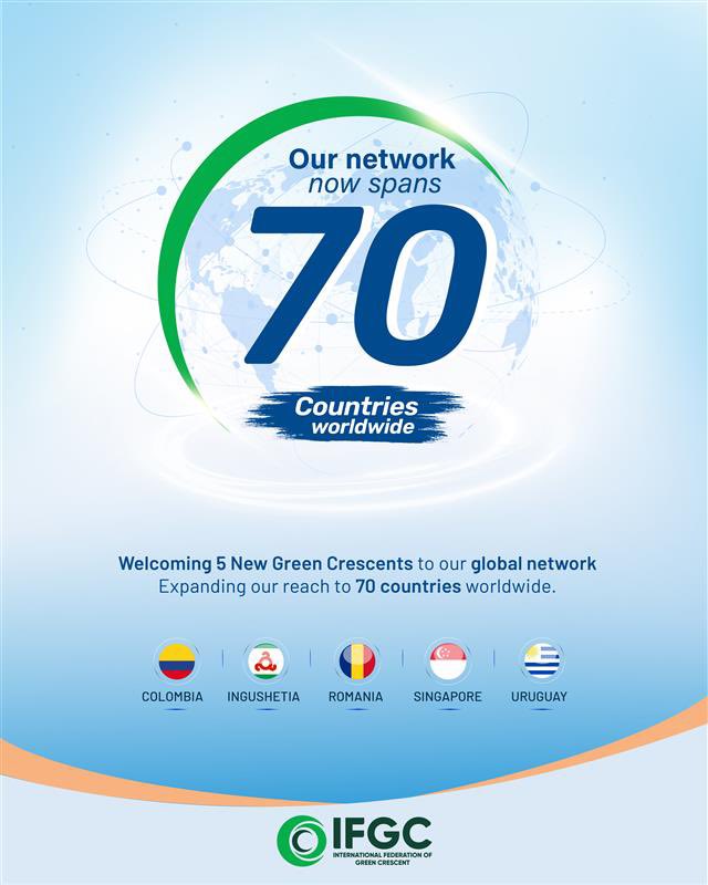 ifgcglobal's tweet photo. IFGC expands to 70 countries through new MoUs in Uruguay, Colombia, Ingushetia, Singapore, and Romania. New formations have begun in four countries, while Romania joins the network to address five areas of addiction.
#IFGC #GreenCrescent #CivilSociety #CapacityBuilding https://t.co/5gcOJ5ow6A