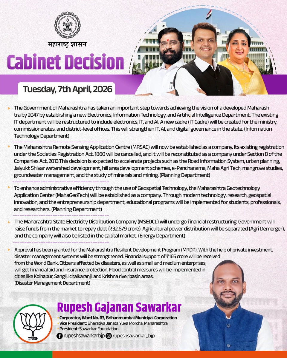 Tuesday, 7th April, 2026 Cabinet Decisions!

#RupeshSawarkarVersova #RupeshSawarkarWard63 #RupeshSawarkarBjp #Rupesh4Versova