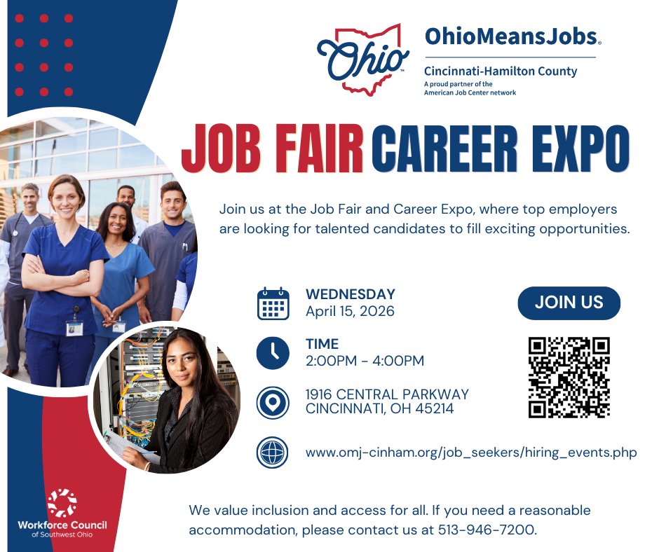 It's time to spring into your new career at our next job fair!
-April 15 
-2:00 PM - 4:00 PM
-1916 Central Parkway

See you there!