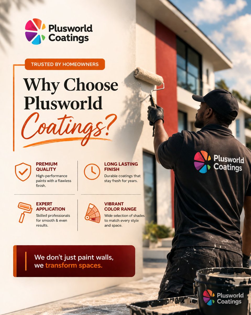 PlusworldCoatin's tweet photo. Transform your space with the right paint! 
 At Plusworld Coatings, we offer premium quality, long-lasting finishes, and a wide color range.
 What color transformation are you dreaming of?
Share below!
#InteriorDesign #PlusworldCoatings https://t.co/bxGvmvVEvX