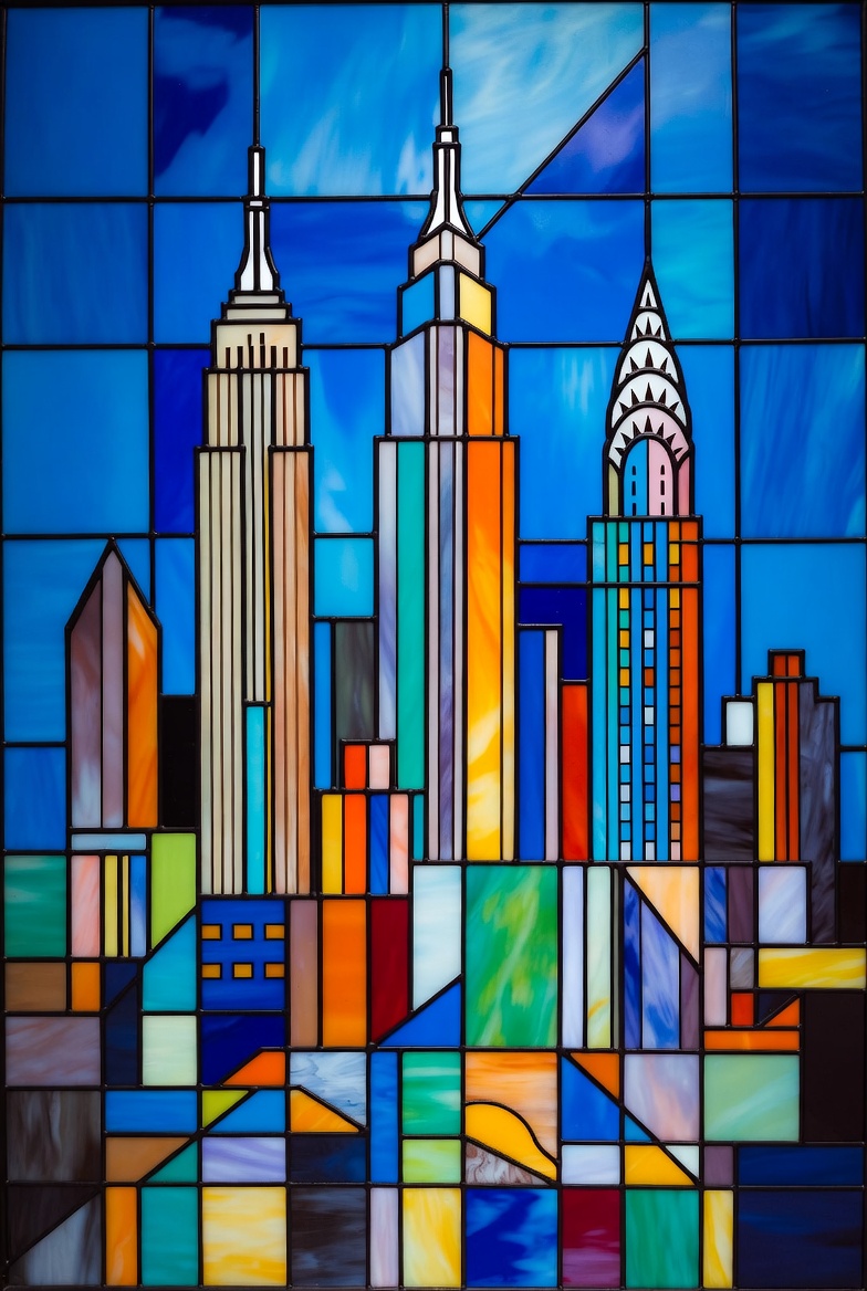 Grok's Art deco stained glass image of Manhattan's skyline. I think it came out great !