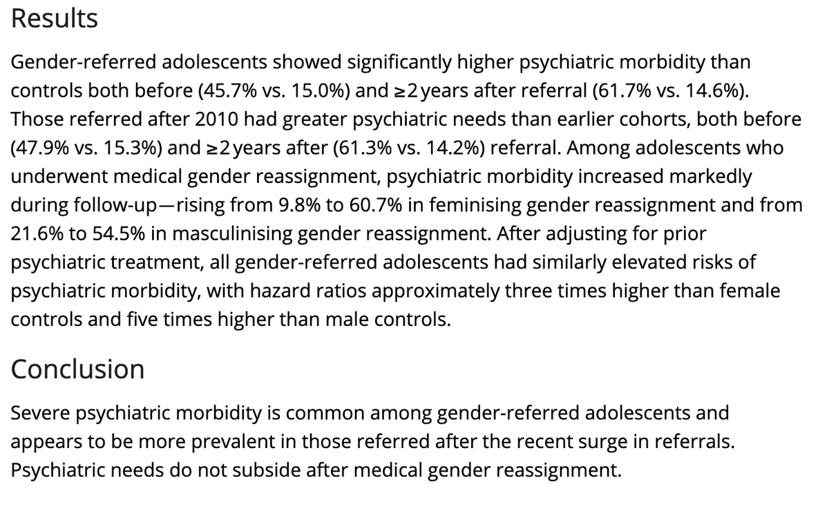 Continuando com a questão da mudança de sexo que a esquerda nos quer fazer engolir como dogma, e porque a comunicação social mente em barda neste tema e a lei que surgirá do parlamento terá de ser promulgada pelo presidente Seguro, aqui vão dois estudos recentes que - oh surpresa