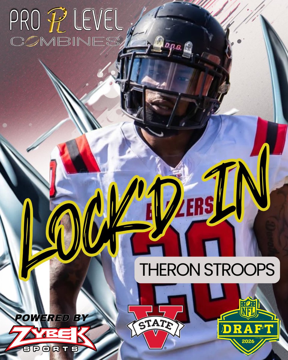PLCombines's tweet image. THERON STROOPS is LOCK'D IN 🔐 for the 2026 Pro Level Combine @PLCombines in Rochester NY

Theron is a 5'11" &amp;amp; 175lb CB Free Agent 

IG: 
X: @TheronStroops

🎥 PENDING 

Get Registered:
plcombines.com/2026-scouting-…

#NFL #everyone #proday #CFL #UFL