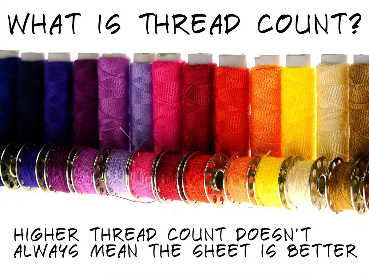 UniteMattress's tweet photo. #Threadcount (TC) refers to the number of horizontal and vertical threads per sq inch. A higher TC will produce softer #sheets although astronomical TC's don't mean the sheets are #better. TC's can be inflated by using multiple strings which does not improve the quality. https://t.co/kSvKtfE3yS