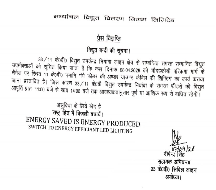 MVVNL Ayodhya tweet media