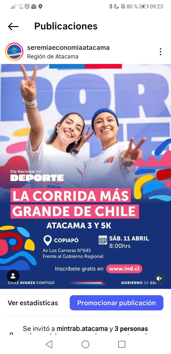 - El próximo 11 de abril se realizará la actividad que tendrá dos circuitos de 3K y 5K en Copiapó. Será una fiesta deportiva que el Mindep-IND realizará de manera simultánea en todo el país.