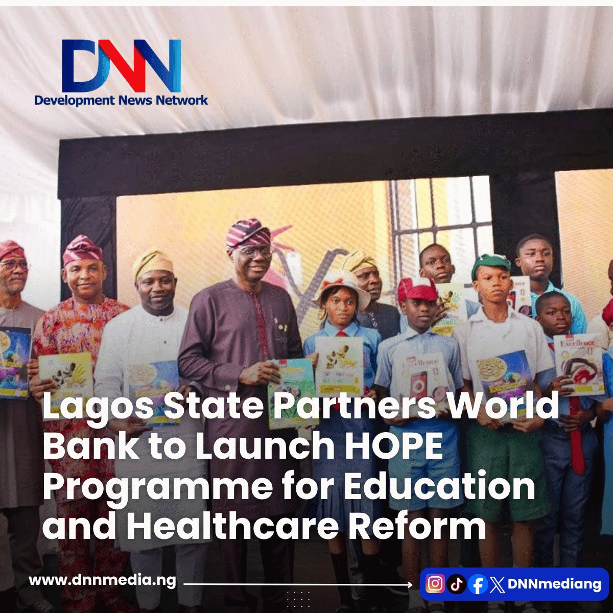 DNNmediang's tweet image. Lagos State partners with the World Bank to launch the HOPE Programme, targeting reforms in education and healthcare delivery.
@followlasg @lshaofficial @LagosMepb

🔗 Read the full story:
dnnmedia.ng/lagos-state-pa…

#dnnmedia #DevNewsNG #lagos #healthcare #education