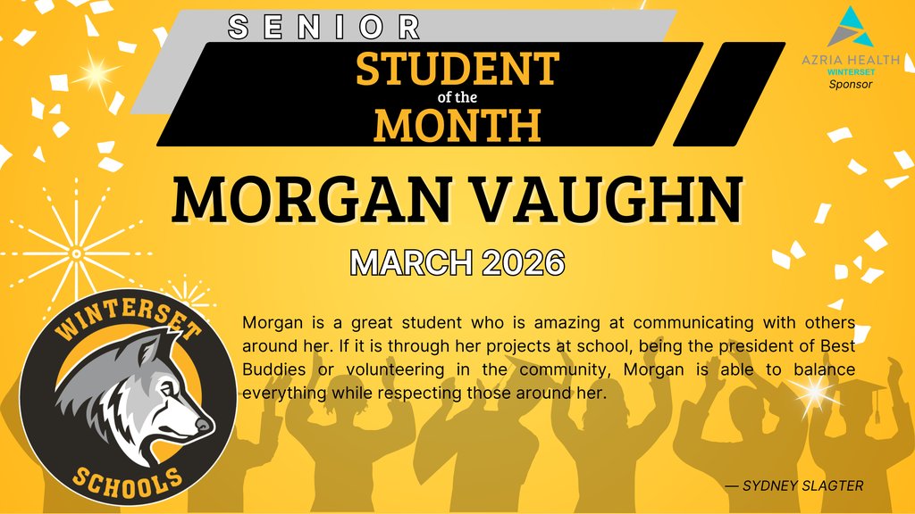 WintersetHS's tweet photo. Congrats to the Senior Student of the Month: Morgan! #wintersethuskypride https://t.co/Zr2waxv3l6