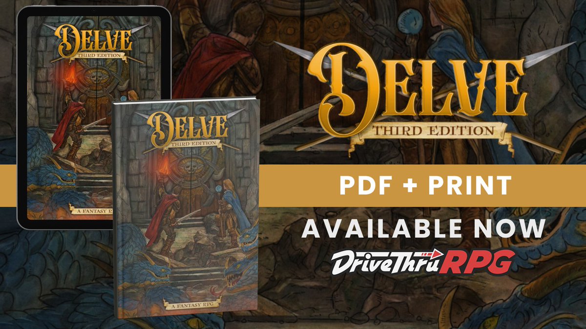 Delve Game Delve 3rd Edition is available now from Broken Rat Games. Get it here ...