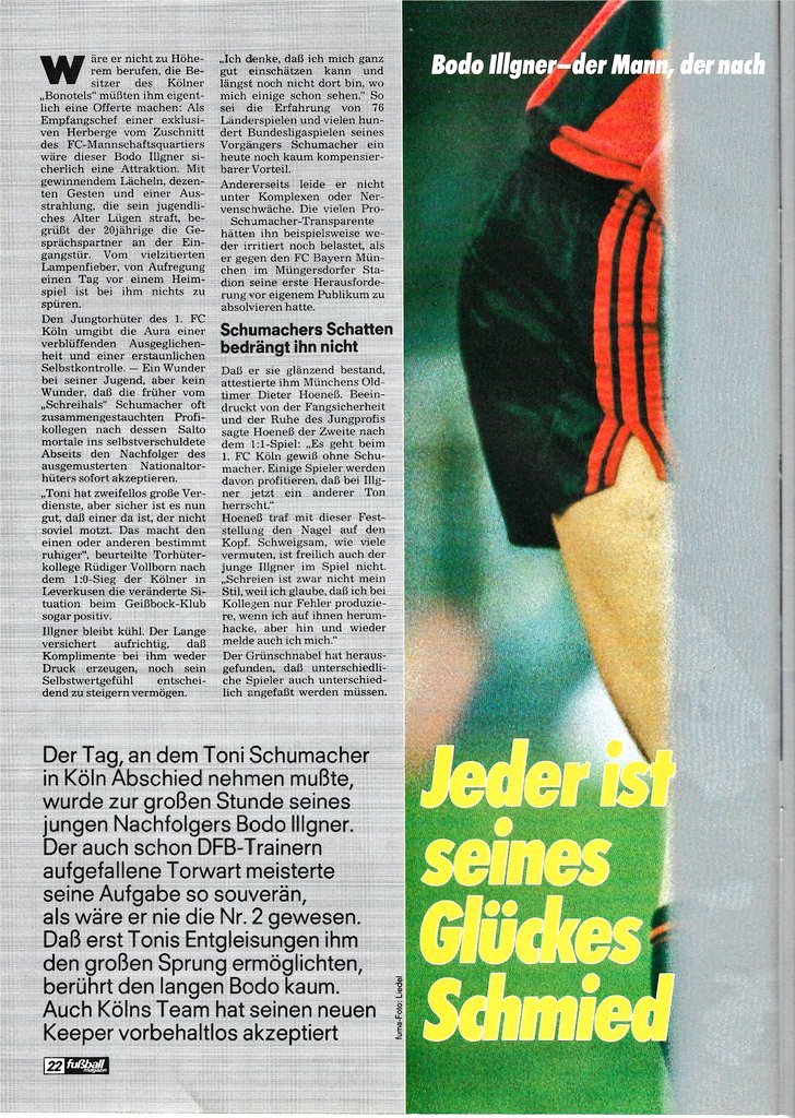 kicker_fuma's tweet photo. "Bodo Illgner - Jeder ist seines Glückes Schmied"
(Aus: Fuma Mai 1987)
#illgner #effzeh #realmadrid #dfb #wm90 #italia90 #botd #happybirthday https://t.co/Q8O0bLFtTv