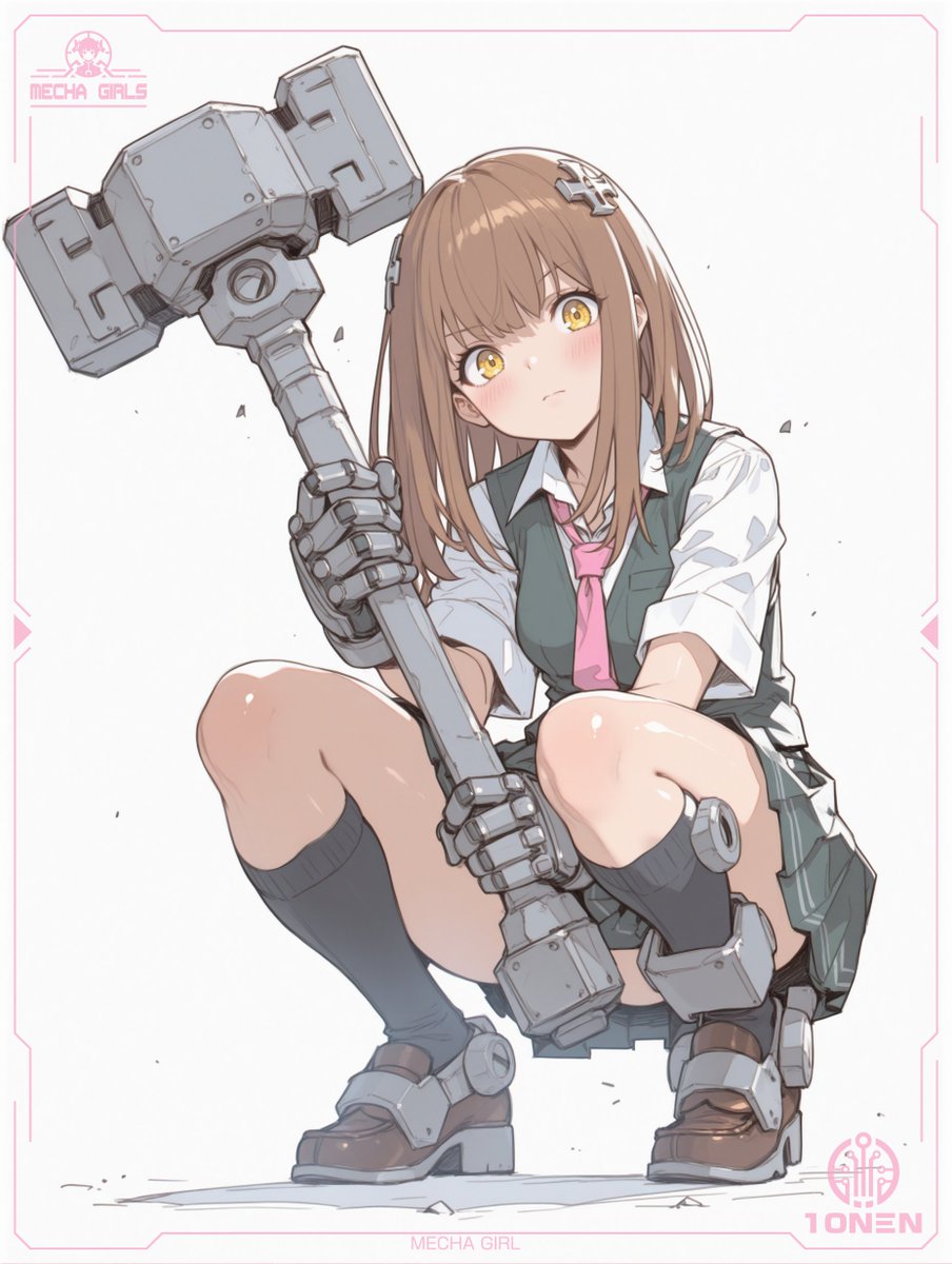 munou_ac's tweet image. アクションメカ娘：ハンマー
⠀
じーっ
＿＿＿＿＿＿＿＿＿＿
⠀
選ばれたのはNano Banana Proでした。
⠀
生成クレジットも勘案すると
コスパに優れるのは「2」ですね。
少なくともフィギュア化に関しては。
⠀
Super Grokが使える人は
Grok Imagineも良いです。
⠀
GPT-Image-1.5は微妙。