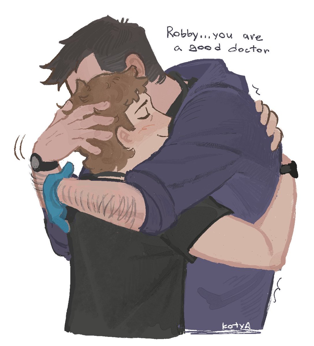 kotya_OMG's tweet photo. I asked my friend who's going to be hugging Robby 
and he gave me his answer

Quick sketch
#hucklerobby #thepitt https://t.co/a71V19F6lX