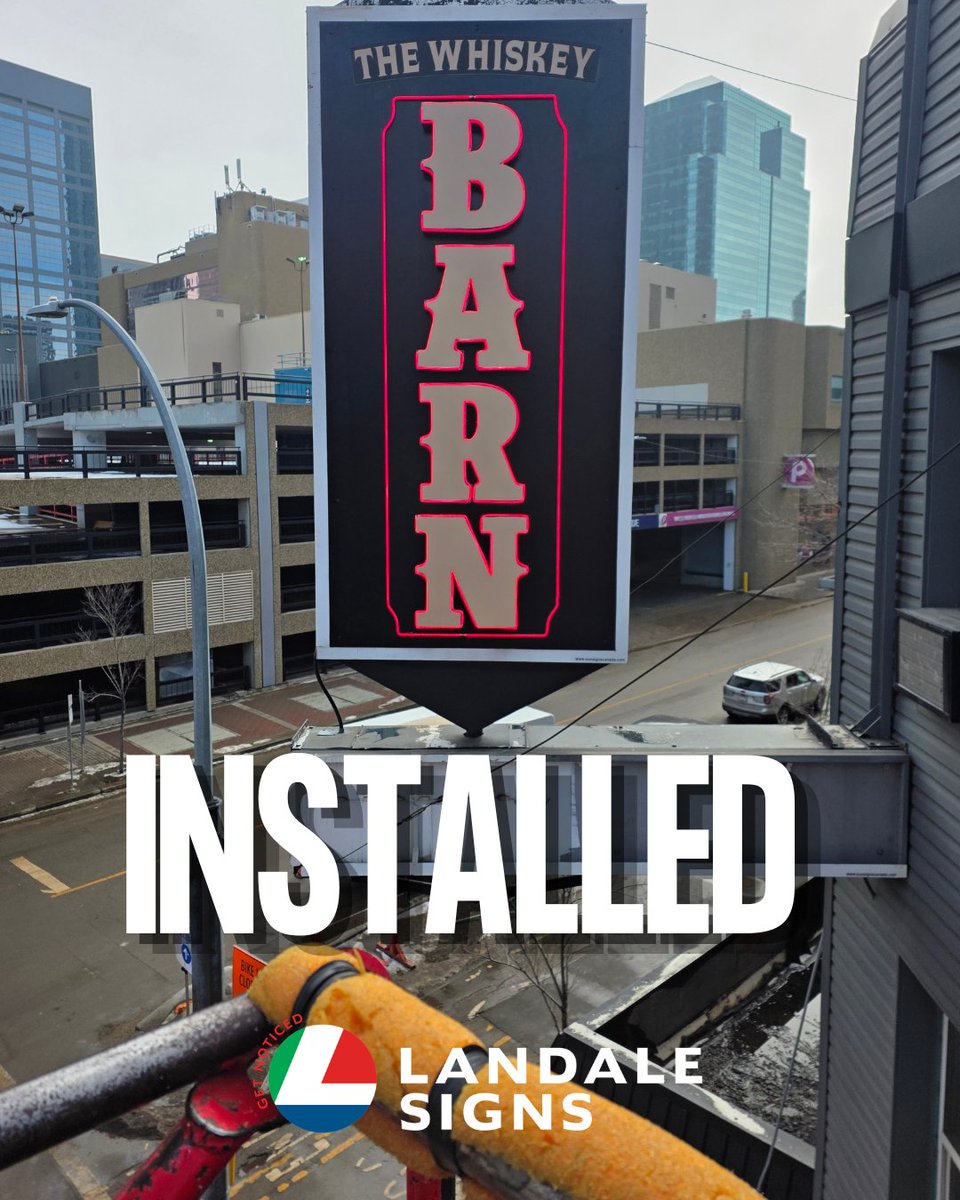 LandaleSigns's tweet photo. Last week: Coming Soon
This week: Installed. 
“The Whiskey Barn” is officially up and lit.

#LandaleSigns #Signage #Edmonton https://t.co/vPoSaPy5xK