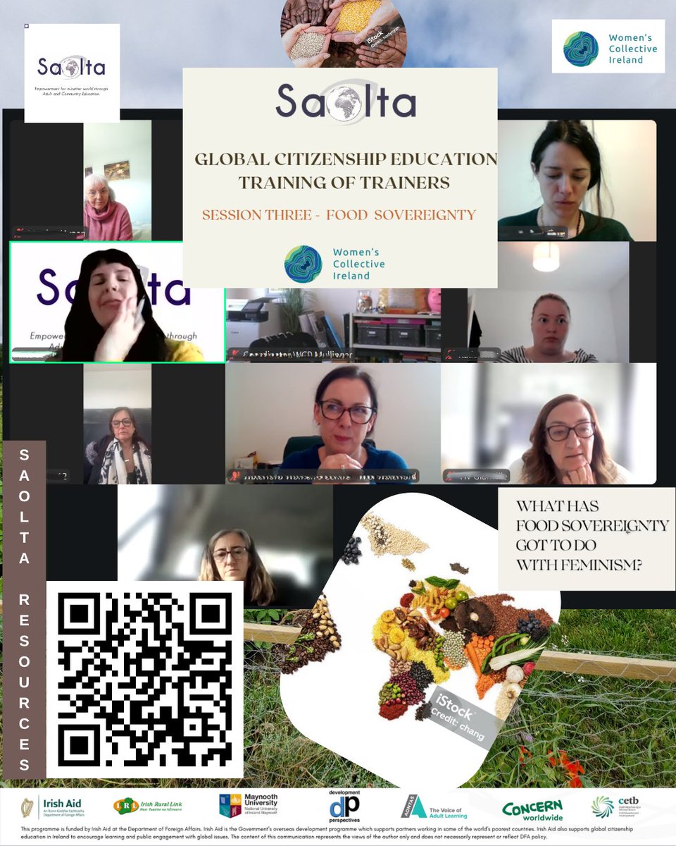 SaoltaEd's tweet photo. Another fantastic week of engagement on the #TrainingofTrainers wrokshop with @WCI_irl and @SaoltaEd. The 3rd week the discussions were focused around #FoodSovereignty. @Irish_Aid @MaynoothUni  @devperspectives @aontas @Concern @CorkETB @irishrurallink https://t.co/hK0YQni4qA