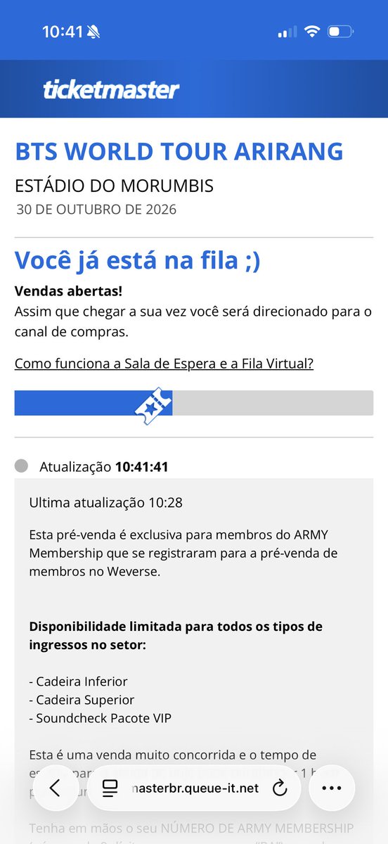 CoerenteLuiz's tweet photo. Gente eu tava na fila da ticketmaster pro BTS pra comprar p uma amiga, mas ela ja conseguiu. 

Se alguem tiver muito no começo consigo transferir meu lugar na fila

#bts #ticketmaster https://t.co/fQCpX7vXtj