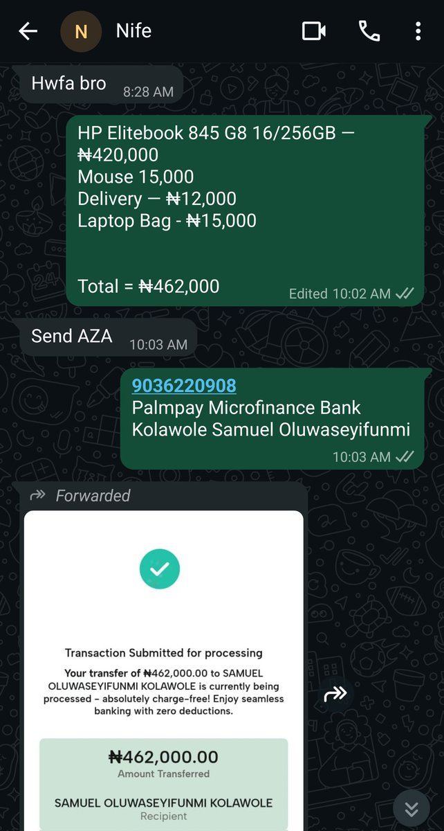 SamuelKolawole0's tweet image. Nife got Galaxy S22+, iPhone 13 , HP Elitebook 845 G8, Xiaomi 13T Pro and Xiaomi 12X for his mum.. and now his brother needed a a solid PC 🤝

End Result 🏌🏿 

HP EliteBook 845 G8 Ryzen 5 Pro 11th Gen &amp;amp; mouse delivered to Ipaja Lagos

Thank you for the continued trust @nifeETH_ 🙏🏿