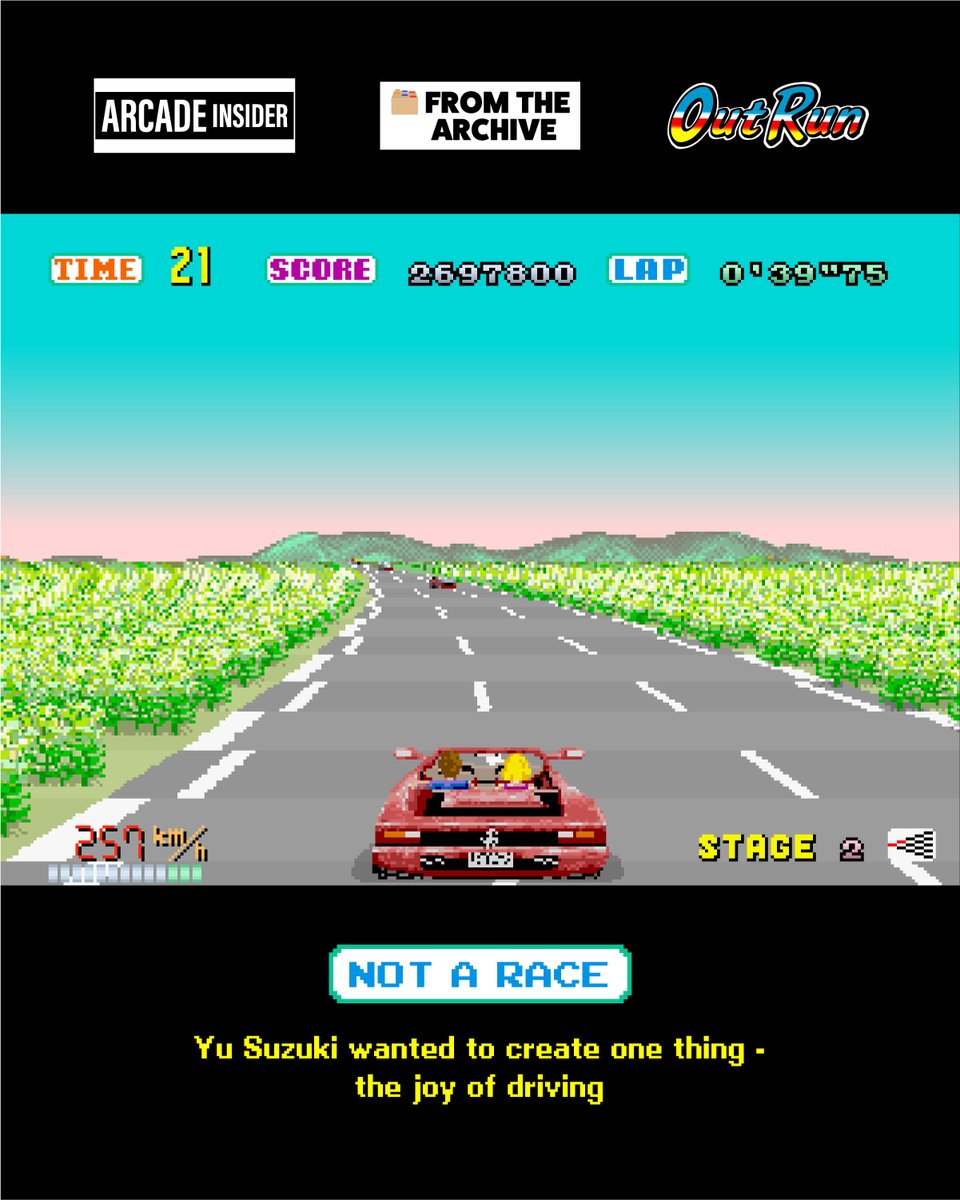 SegaAmusements's tweet image. 👀 ARCADE INSIDER &amp;gt; 🗂️ From the Archive &amp;gt; 🌴 OutRun
Later this year, OutRun turns 40, and with it being National Arcade Day today, we wanted to look back at what made this SEGA classic so unforgettable!

#ArcadeInsider #Sega #outrun #Archive #retrogaming  #ArcadeGames #Arcade