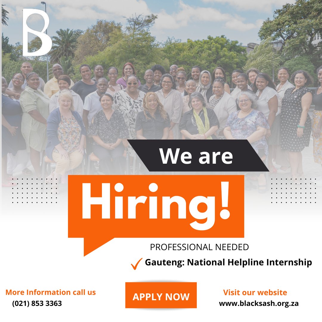 black_sash's tweet image. 📢 Now Hiring: National Helpline Intern
Black Sash is looking for a committed intern to support the National Helpline and assist communities to access social protection and rights.
Apply via the link below ⬇️
blacksash.org.za/national-helpl…

#jobopportunity #blacksash #socialjustice