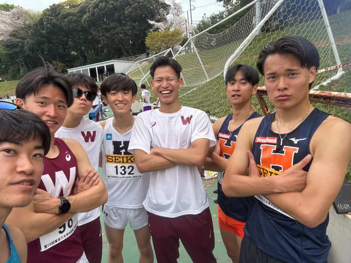 tn_track's tweet photo. 六大学対校800m 1'53"61

3(4)年連続1500mからのラストイヤー800！
なんとか8位で1点。そしてPB❤️‍🔥
めちゃくちゃ楽しかった。
4年間六大学に出れてよかったです。
残るは関カレ！！！

あと神奈川04世代で写真を撮ろうと集まってたら、すごく豪華になりました。
#可児くん関カレハーフおめでとう https://t.co/iNsUh3sLUM