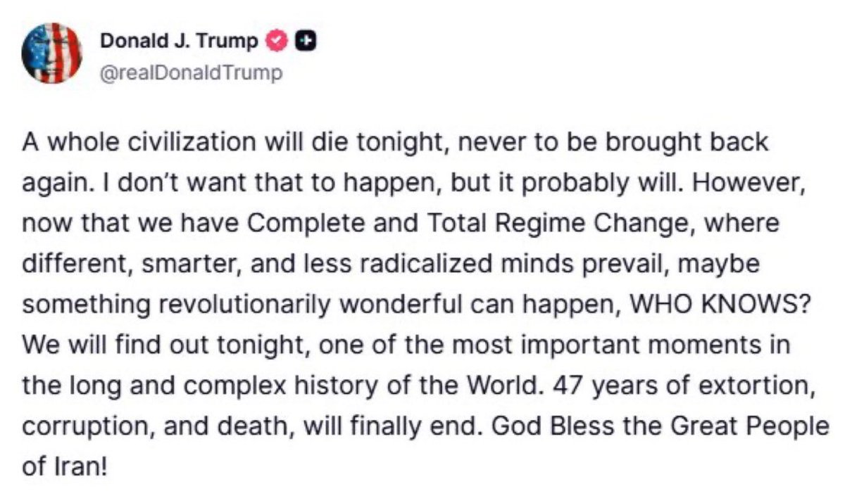 President Donald Trump has threatened to destroy all of Iran's