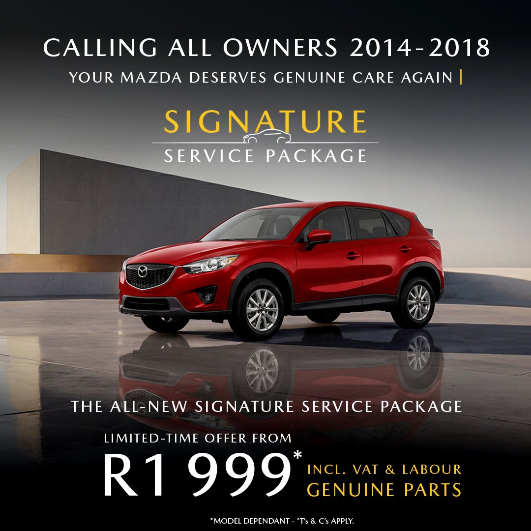 Mazda_SA's tweet image. Premium care by Mazda experts, designed for selected 2014 to 2018 models from R1 999 including labour. Ts&amp;amp;Cs Apply

Order your package here today: bit.ly/signature-serv…

#LimitedTimeOffer #MazdaSignatureService