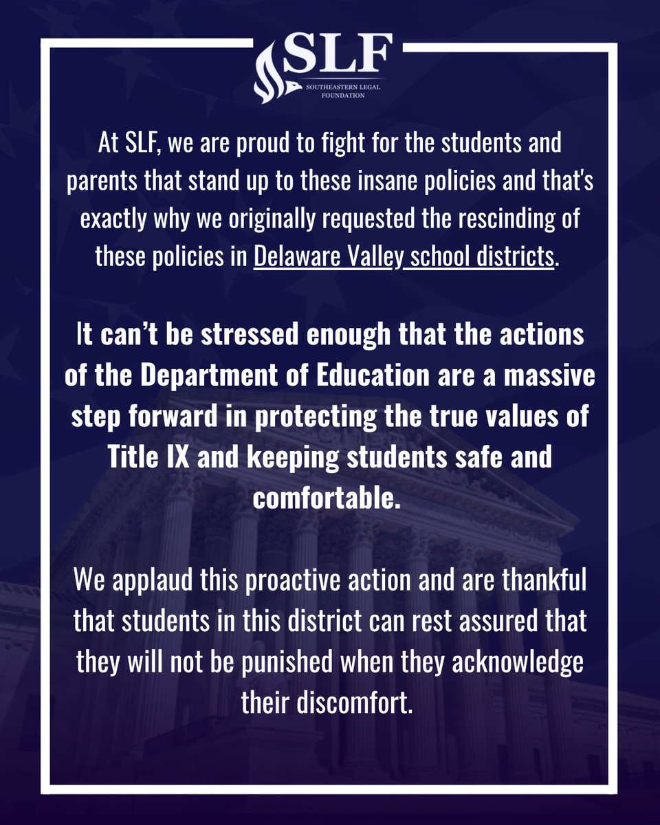 slf_liberty's tweet photo. Big win for Title IX 🇺🇸This is a major step in restoring the original intent of Title IX: protecting women and ensuring safe, fair spaces in schools. SLF is proud to stand with the students and parents who refused to stay silent and with those who fought to make this change happen.
