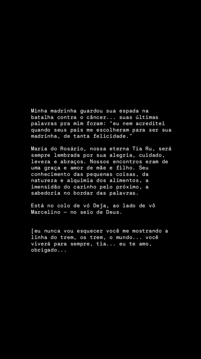 luto. vai em paz, tia...