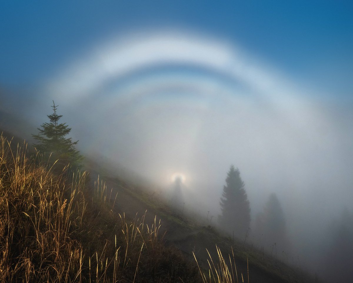 Schoenberger_K's tweet image. Stranger Things
I love fog as you might know. And hunting the different fog phenomena like halos. Today I show you a Brocken Specter w multiple Fog Bows during a hike in the Alps. One of the most intense displays I've witnessed.
#landscapephotography #landschaftsfotografie #fog