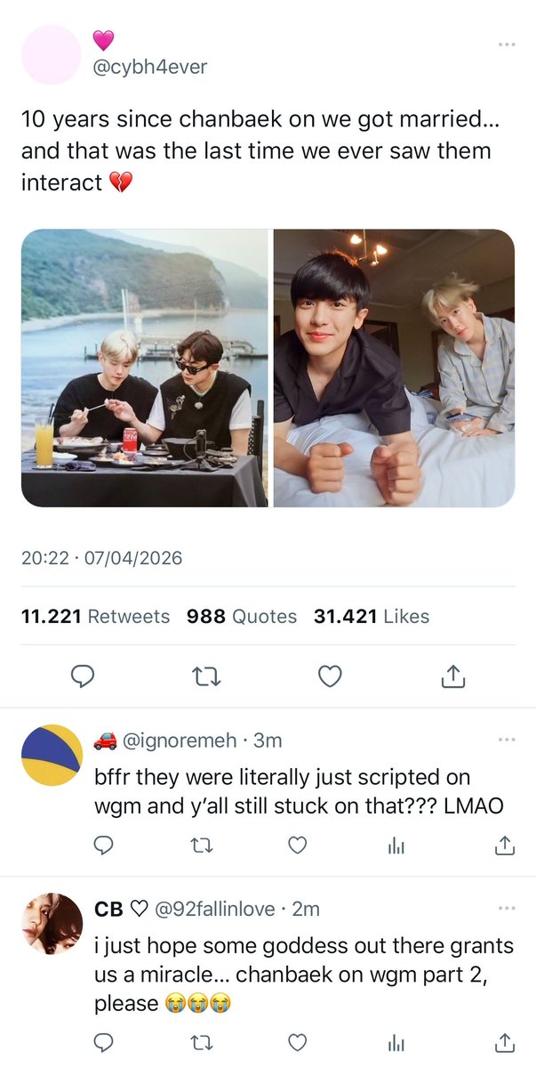 littlepwettyboy's tweet photo. #chanbaek one tweet au

just 10 years since chanbaek on we got married‼️ https://t.co/xeHIJj7EaL