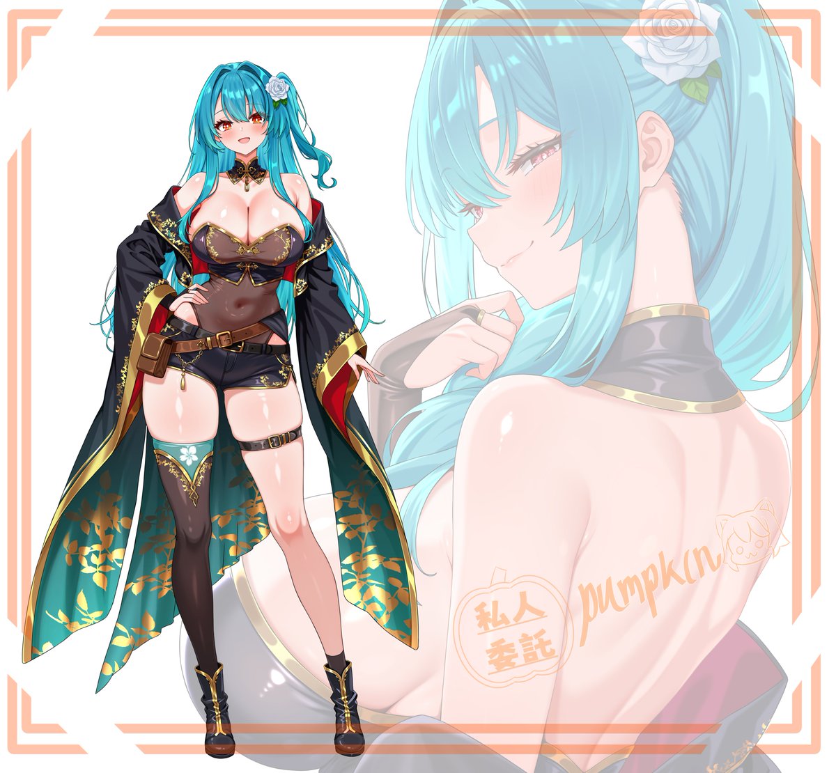 【委託展示】
是璃夜的中華古風聖女OC委託喔~
這次意外的卡很久，服裝設計真的好難喔~(趴

 #部分AI使用注意(草稿，骨架，服裝修正)