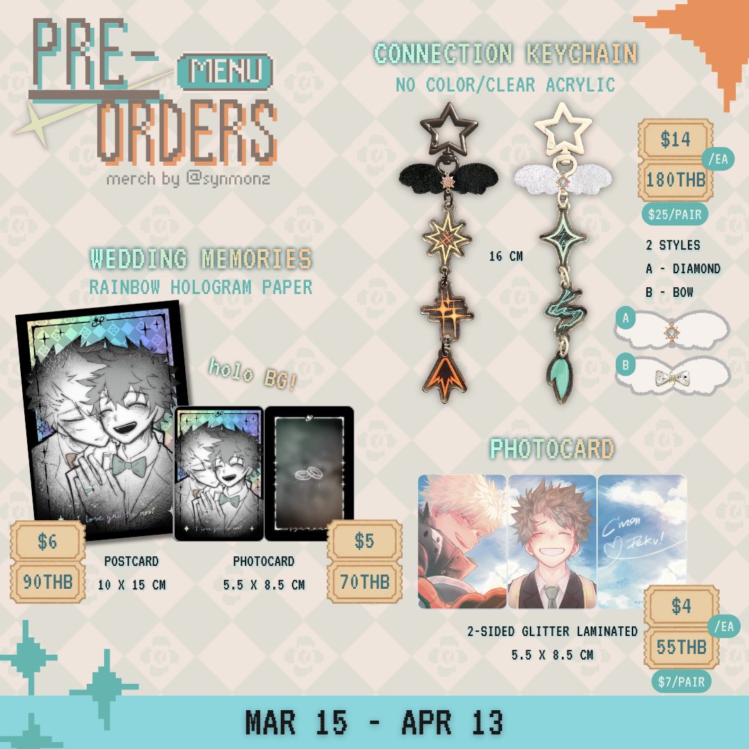mozulovechili's tweet image. 🍂Pre-order•merch by synmonz (เราเอง)

⏰ปิด 16/04
📥เริ่มส่งปลายเดือนพ.ค.- ต้นมิ.ย.
📥ส่ง40฿
☆ﾟ.*･｡*ﾟ+

+ พกจ.มีเพชร2แบบ ดูเพิ่มใต้เมนชั่น
+ เป็น acrylic ใส ไม่มีสี

💌สนใจเมนชั่น / dm

☆ﾟ.*･｡*ﾟ+
#ตลาดนัดmha #ตลาดนัดมฮร #ตลาดนัดมายฮีโร่ #ตลาดนัดอนิเมะ #ตลาดนัดยูเอ