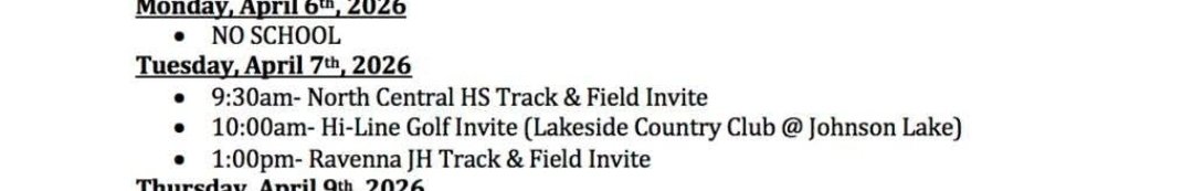 Good Tuesday morning everyone!! Back to school!! Back to action in the high school sports!! Good luck track squad in Bassett in the north central invite!! Good luck golfers in the Hi-Line invite!! Good luck jh track in the Ravenna invite!! Bundle up its a chilly morning!! GBR!!!