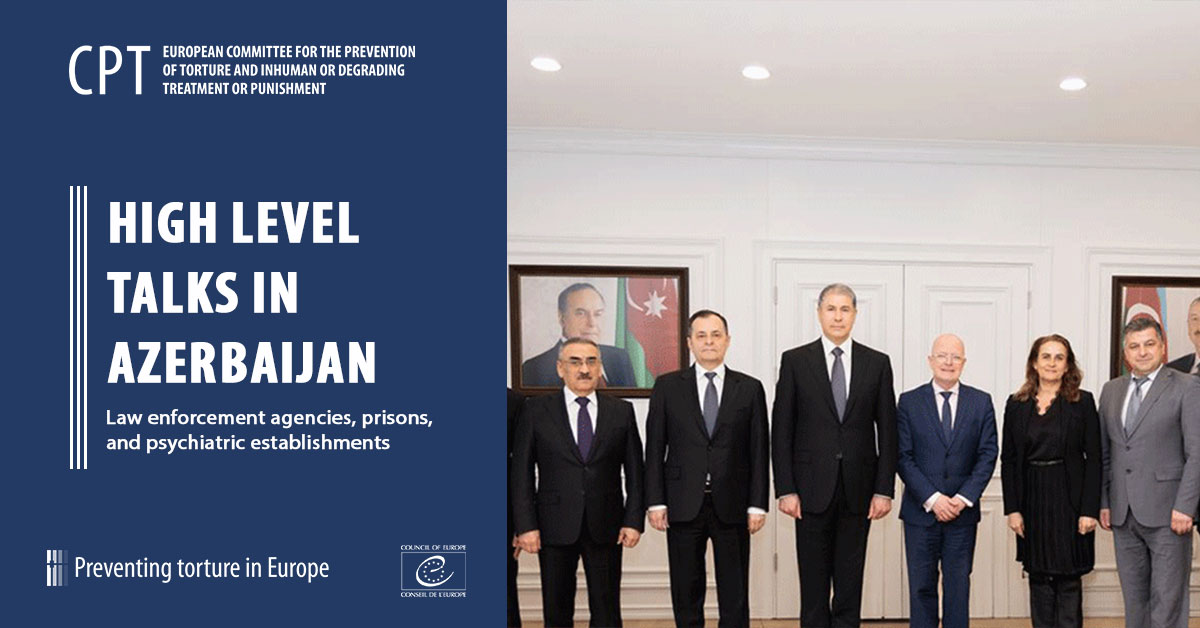 CoE_CPT's tweet photo. The #CoE #antitorture Committee (#CPT) held high-level talks in #Azerbaijan on law enforcement agencies, prisons, and psychiatric establishments. https://t.co/GvU2KA3zfO https://t.co/9byefl6zuK
