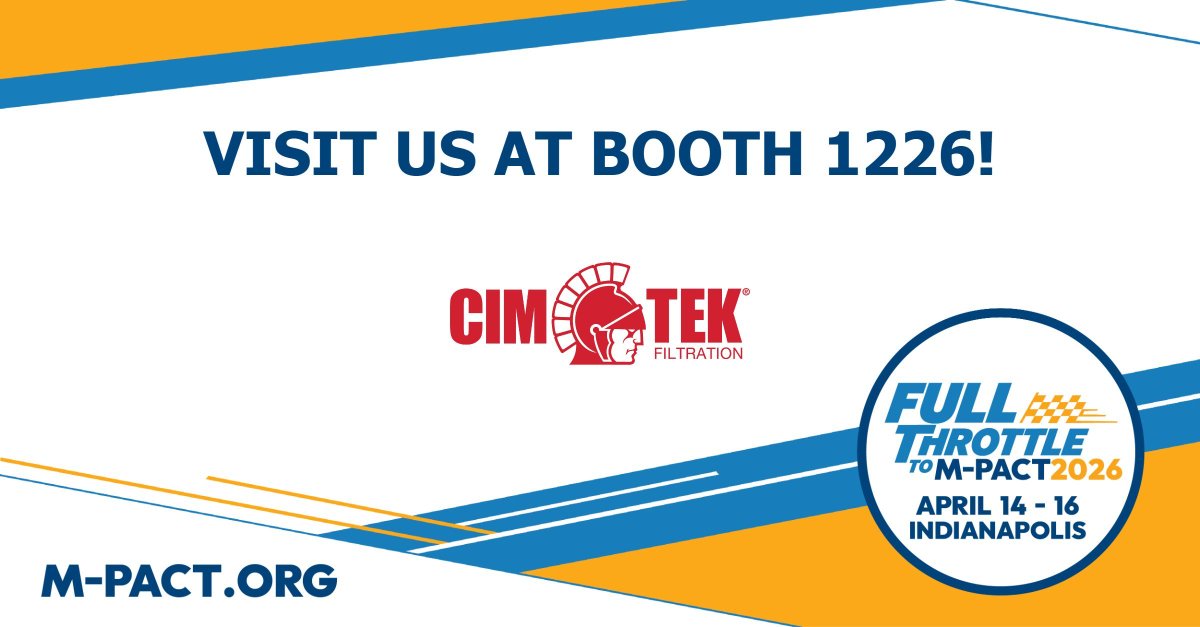 cim_tek's tweet photo. Next week is the M-PACT Show! Don't forget to stop by Cim-Tek Filtration booth 1226.
#CimTek #CimTekFilters #70thAnniversary #CleanFuel #FuelProtection #QualityProducts #Dependable #MadeInUSA #AmericanMade #BuyAmerican #PetroleumEquipment #GasStation #FuelStation #cstore https://t.co/g7CMRs5tHK