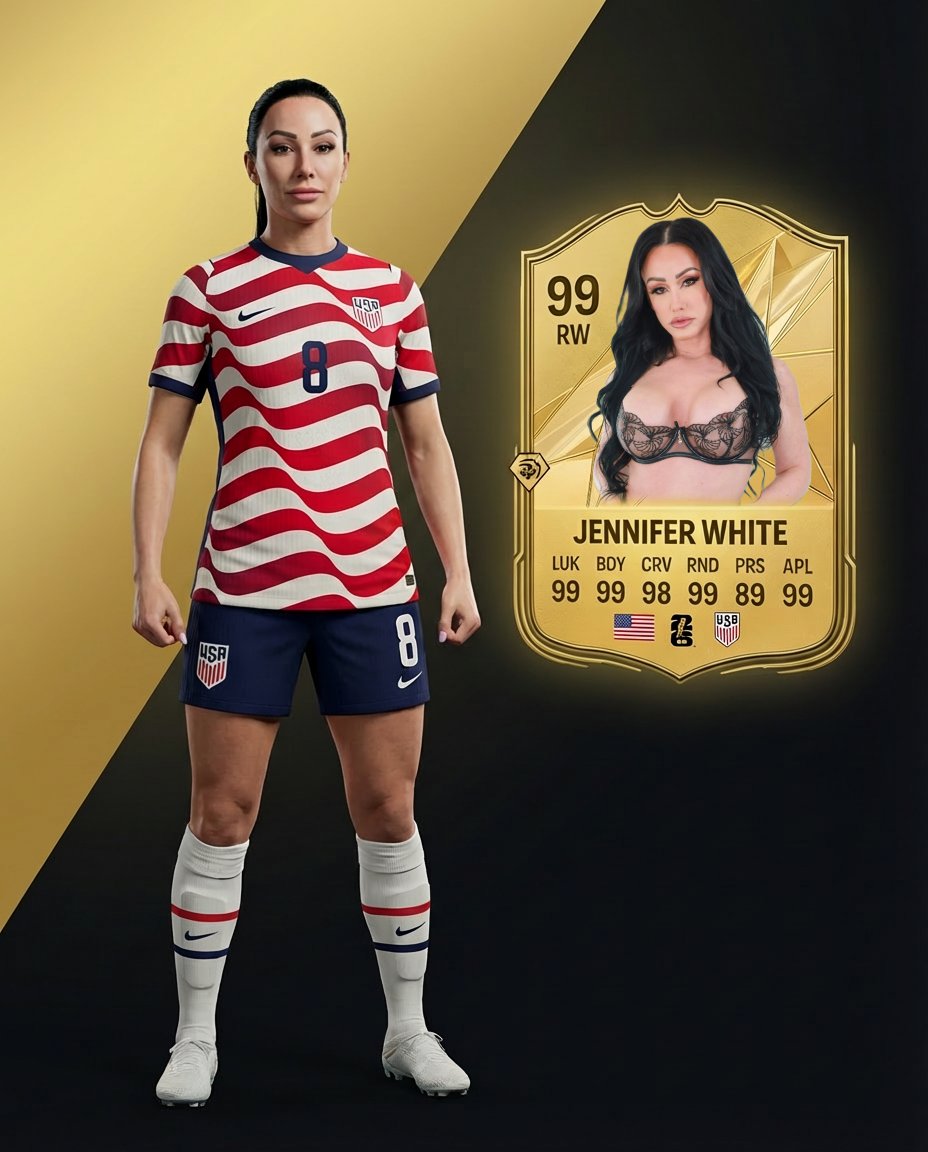 Sector18studio's tweet photo. #jenniferwhite is ready for the world cup 26 #models #footballfantasy #sector18studio #AI #fifaworldcup https://t.co/JbxMiHS3gv
