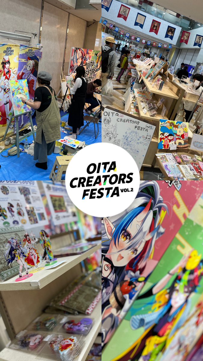 oita_cf's tweet photo. OCF2本日終幕しました‼️

2週間という長いようで短かいあっという間の期間でしたが、想像以上のご来場と反響を頂けて驚きと嬉しさでいっぱいです☺️✨️

普段出来ないクリエイターとファンとの交流や、作品との出会い、たくさんのご縁が生まれる場所となれたこと、心から嬉しく思っております✨️

皆様の感想ポストも全て目を通させて頂いております🥳
たくさんの温かい感想ありがとうございます✨️

ご出展頂いたクリエイター様、VtuberPOPUPにご参加頂いた皆様、今回の催事の機会を頂いたトキハ別府店様、宣伝にご協力頂いた皆様、そしてOCF2にご来場頂いた全ての皆様、本当にありがとうございました✨️✨️

また是非お会いしましょう！

#OCF2