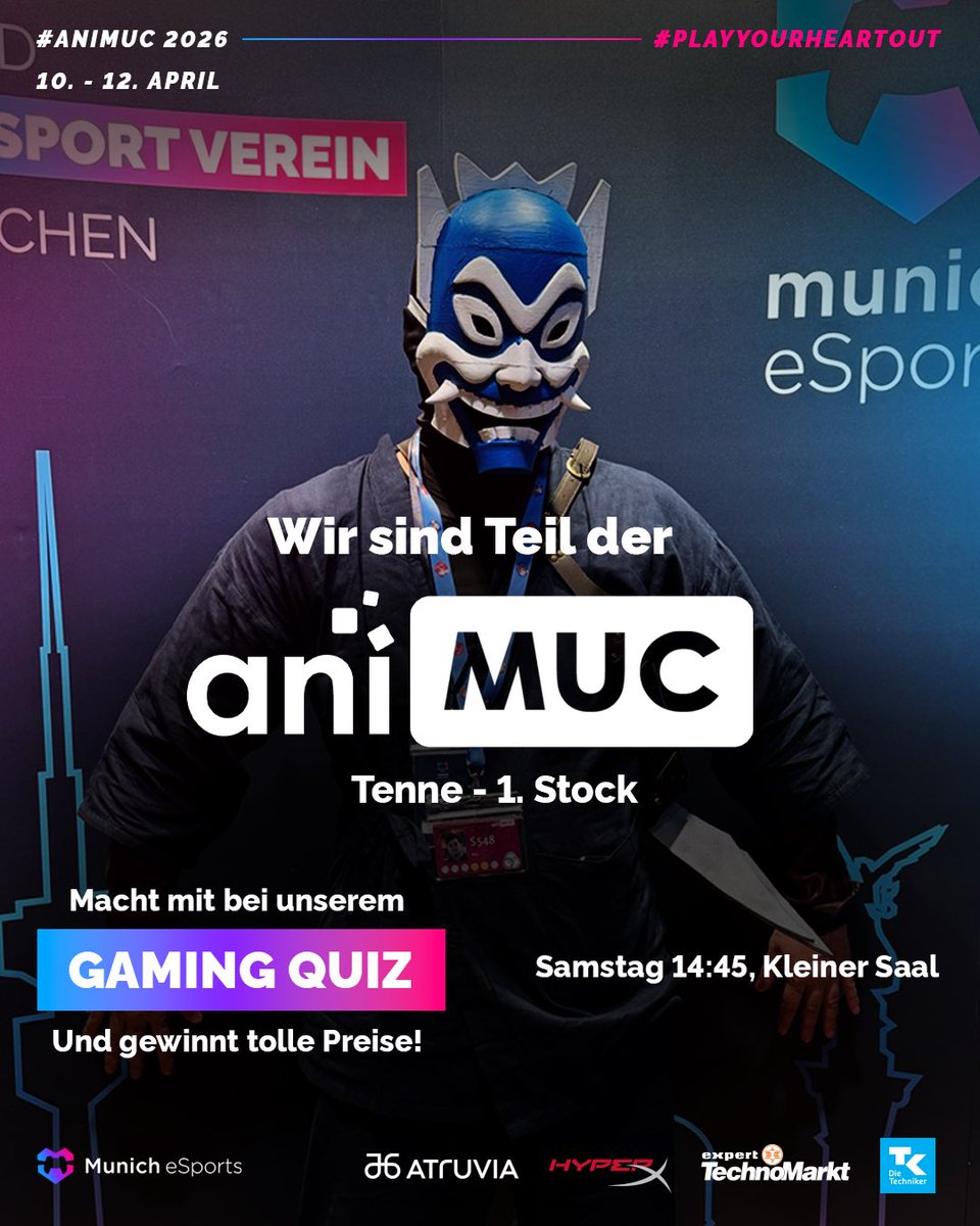 Um die Yokai’s zu besänftigen dürfen wir wieder Teil der <a href="/animuc/">aniMUC - 10.-12.04.2026</a> sein 🔥 

Ihr findet uns im 1. OG der Tenne und da haben wir für euch eine kleine Free-To-Play Area im Gepäck 🎮 

Am Samstag um 14:45, sind wir auf der Bühne im kleinen Saal und veranstalten ein Anime/Gaming/eSport