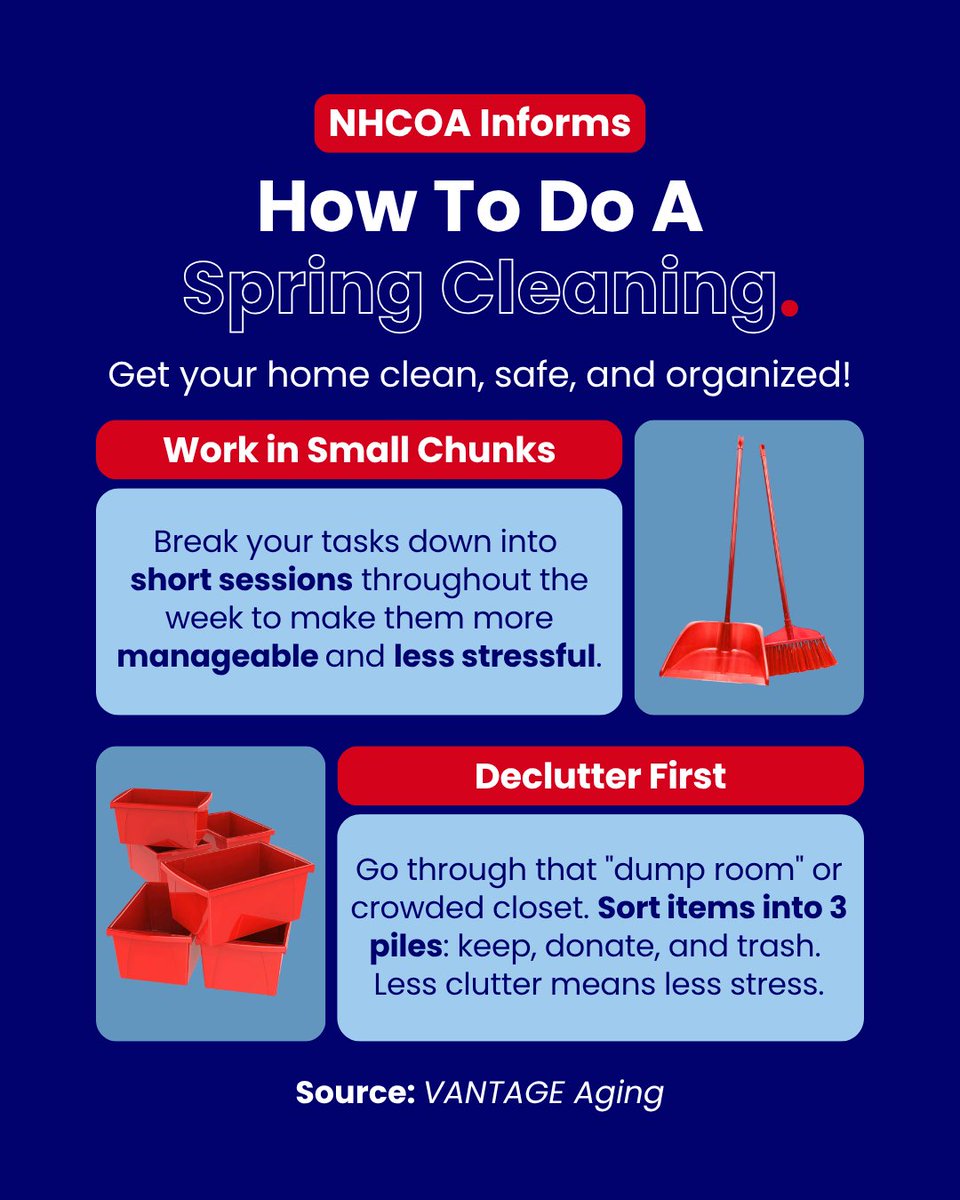 NHCOA's tweet image. #NHCOAInforms | #Spring is here, and so is your motivation to freshen up your home!🧹🫧
Spring #cleaning doesn't have to be overwhelming. With the right approach, it can actually be enjoyable. Remember: small steps add up to make a big difference.☑️