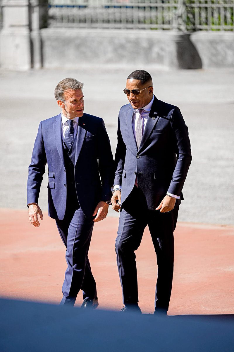 BWPresidency's tweet photo. President  @duma_boko is in Lyon, France for the One Health Summit, where he was received by French President @EmmanuelMacron The high-level gathering brings together world leaders to advance cooperation on health security, environmental sustainability &amp; global development🇧🇼 🇫🇷 https://t.co/IXdyalDyqd