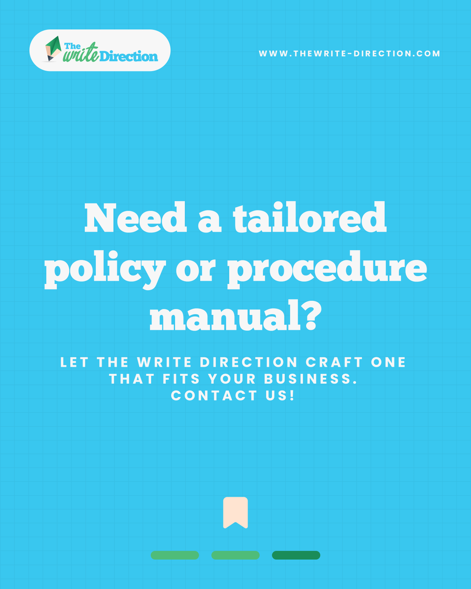 WriteDirection7's tweet photo. Great businesses aren’t built on "winging it."

Top-tier companies stay smooth 24/7 thanks to the Policy + Procedure powerhouse. Stop guessing and start documenting!

Let The Write Direction move you from chaos to clarity with a manual tailored to your needs. https://t.co/YH2JuuTJ10